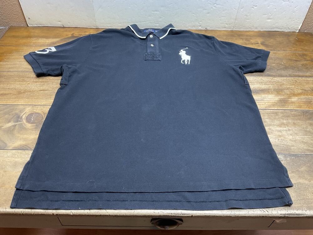Polo Ralph Lauren Big Pony Classic Fit Black Polo Shirt Embroidered Logo 2XL